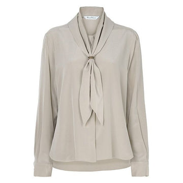 MaxMara Beige Dry Metal Ring Scarf Silk Shirt 26FW 160322558 [P]