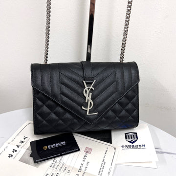 Saint Laurent Envelope Chain Shoulder Bag Black Small 600195 160323288 [P]