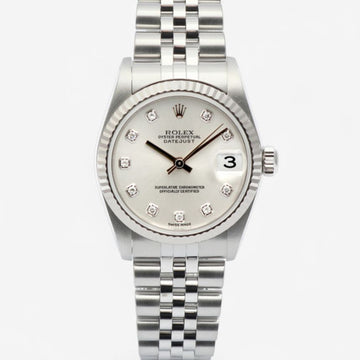 Rolex Datejust 31 Original Ten-Point Diamond Silver Dial Medium Steel Watch 2002 160324751 [P]