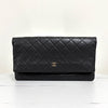 CHANEL Flap Folding Lambskin Clutch Bag Black 160325086 [P]