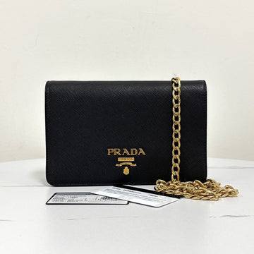 Prada Saffiano Chain Crossbody Bag Black (1BP006) 160326394 [P]