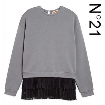 NO. 21 Damen Sweatshirt mit Spitze in Grau 160328362 [P]