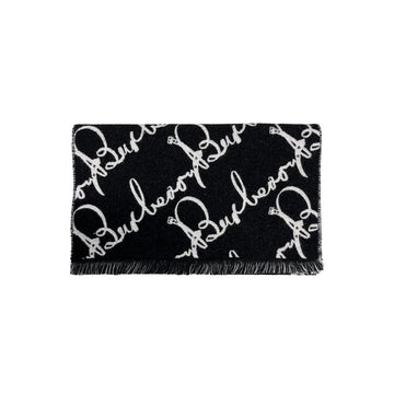 Burberry Football Wool Scarf with Ribbon Text Black and Cream 8135264 160329362 [P]