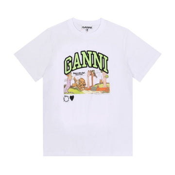 GANNI T4288 151 マンガ パピー ロゴ プリント 半袖 Tシャツ 138567106 [P]