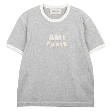AMI Grau Baumwolle Paris Patch T-Shirt 156972783 [P]