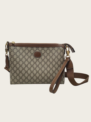 GUCCI Beige-Braune Interlocking G Supreme Clutch Messenger Bag 160330076 [P]