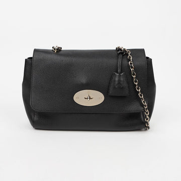 Mulberry Lily Medium Glossy Leather Shoulder Bag Black 160154440 [P]