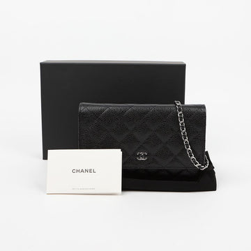 CHANEL Classic Caviar WOC Chain Crossbody Bag Black 160158866 [P]