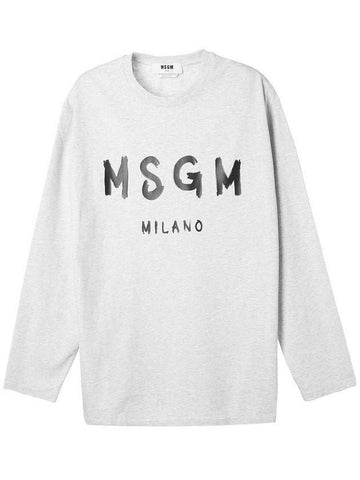 MSGM Brushed Logo Print Long Sleeve T-Shirt 133039970 [P]
