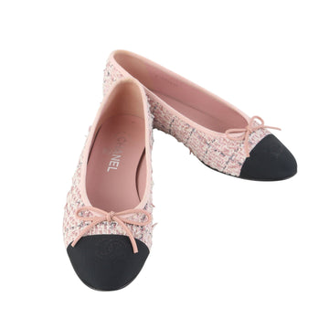 CHANEL Tweed Ballerina Flache Schuhe 38 1/2 37741-2 160332882 [P]