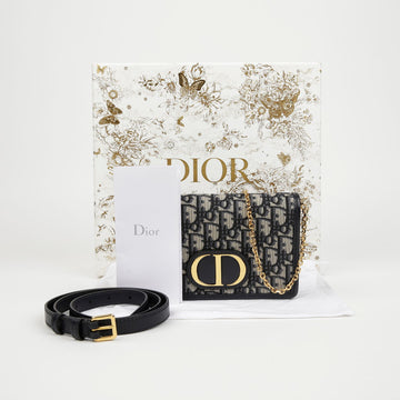 Dior Two-in-One 30 Montaigne Oblique Jacquard Chain Bag Blue 160101648 [P]