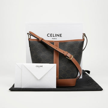 Celine Trompe Canvas Calfskin Small Bucket Bag 160101734 [P]