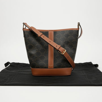 Celine Triomphe Canvas Calfskin Small Bucket Bag 160161345 [P]