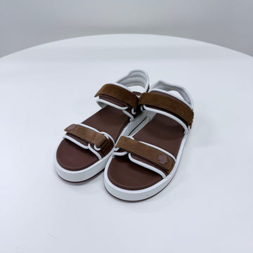 LORO PIANA スエードゴートスキンウィメンズサンダルスリッパブラウン38 160338949 [P]
