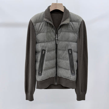 Tom Ford Suede Knit Padding Jacket Khaki 48 160339462 [P]