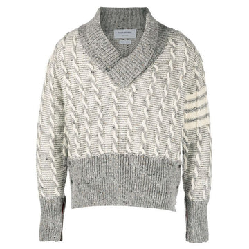 THOM BROWNE ツイストケーブルVネックプルオーバーニット 23FW MKA470A Y1506 055 56988388 [P]