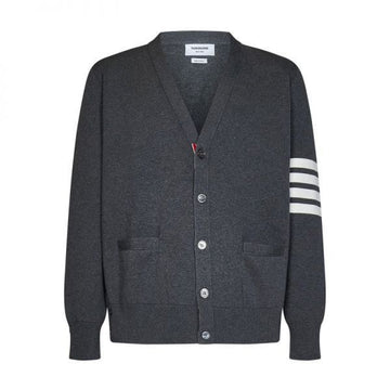 Thom Browne Cotton Milano Stitch 4-Bar V-Neck Cardigan 160343449 [P]