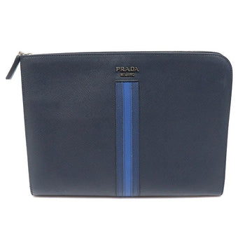 Prada Navy Saffiano Travel Stripe Clutch 2VN003 160349338 [P]