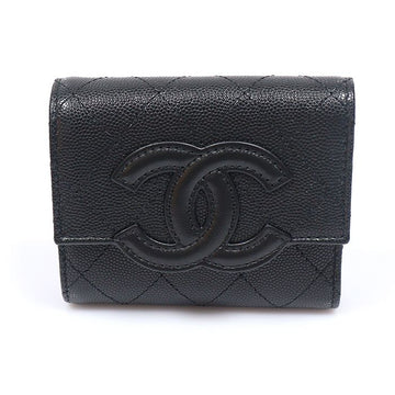 CHANEL 26FW AP5456 Black Shiny Grained Calfskin Caviar CC Logo Wallet 160349415 [P]