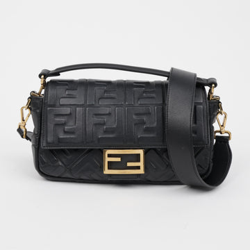 Fendi Medium Lambskin Baguette Tote Crossbody Bag Black Gold Hardware 159887109 [P]