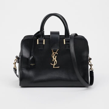 Saint Laurent Women's Cabas Baby Leather Tote Bag Black Gold 160101282 [P]