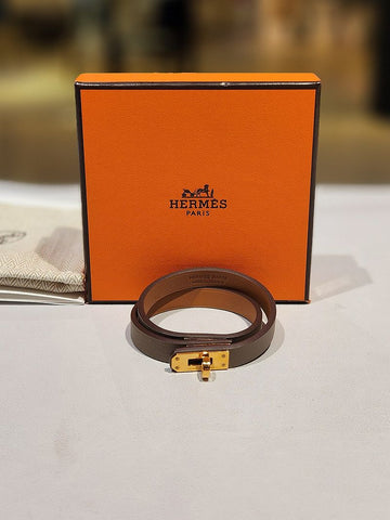 Hermes Mini Kelly Double Tour Etoupe Leather Bracelet B Engraving Exhibition Item Level H081182 160361762 [P]