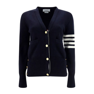 THOM BROWNE Krepp-Milano-Stich Cardigan in Navy 26FW 160363402 [P]