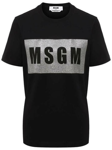 MSGM グリッターボックスロゴ半袖Tシャツ 3441MDM520G 237002 99 133040109 [P]