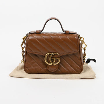 GUCCI Marmont Mini Top Handle Bag Braun 160101671 [P]