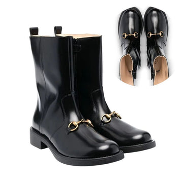 Gucci Kids Horsebit Leather Ankle Boots Black 150646735 [P]