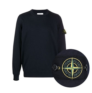 STONE ISLAND メンズ ワッペン パッチ ラウンド ウール ニット セーター ネイビー 7315526C4 V0020 149807320 [P]