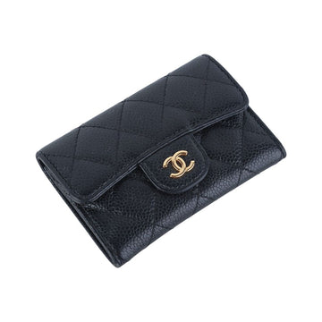 CHANEL Kaviar Classic Gold Plating Klappen-Kartenetui 37748 160365563 [P]