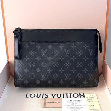 LOUIS VUITTON Clutch Pochette Voyage Souple Monogram Eclipse Pouch Bag M82543 160378930 [P]