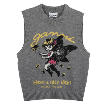 Ganni Graphic Wool Vest A1070269-920 156973100 [P]