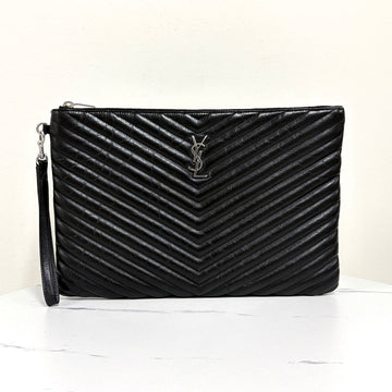 SAINT LAURENT モノグラム マトラッセ クラッチバッグ ブラック (440222) 160403507 [P]