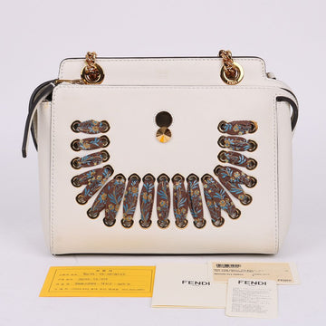 FENDI Chain Schultertasche aus weißem Leder 8BN299 160404276 [P]