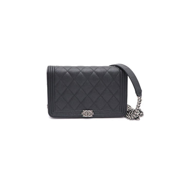 CHANEL キャビア WOC ボーイ シルバーチェーン ショルダーバッグ 兼 クロスバッグ AP1117 18392904 160406876 [P]