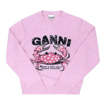 GANNI Strickpullover 868 Crab Logo Wollmix Frauenpullover 159116444 [P]