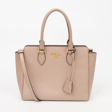 Prada Metal Logo Tote Shoulder Bag Pink 159407592 [P]