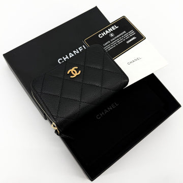 CHANEL Caviar Silver-Zip Cardholder 160423121 [P]
