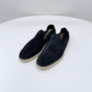 Loro Piana Summerwork Suede Loafers Black 160426454 [P]
