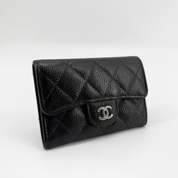 CHANEL Klassische Kaviar-Kartenetui mit Silberlogo 23-Nummer 160427357 [P]