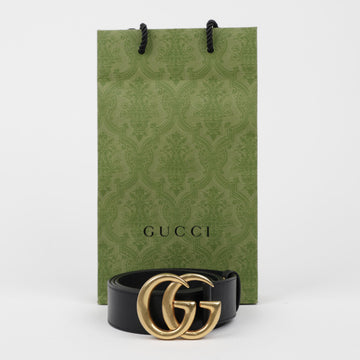 Gucci Double G Buckle Black Leather Belt 160222489 [P]