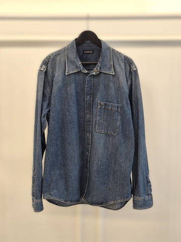 BALENCIAGA Logo Denim Hemd Zustand A 160433251 [P]