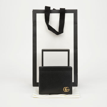 GUCCI Leder Geldbörse GG Marmont Schwarz Goldbeschlag 160222628 [P]
