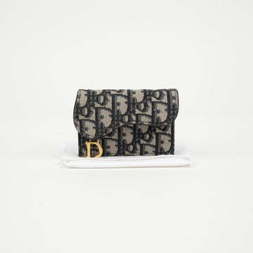 DIOR Saddle Flap Kartenhalter Blau Oblique Jacquard 160223315 [P]