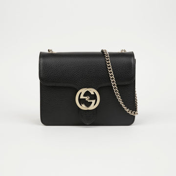 GUCCI Interlocking GG Kleine Kettenhandtasche Schwarz mit Goldakzenten 160224144 [P]