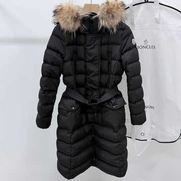 MONCLER Damen Longjacke mit Waschbärfell Schwarz 0 160435158 [P]