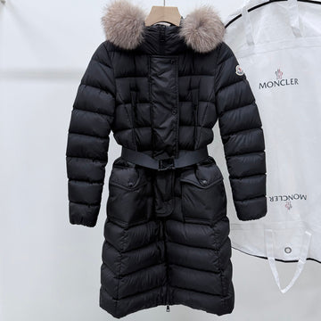 Moncler Fox Fur Women's Long Down Jacket Black 160435332 [P]