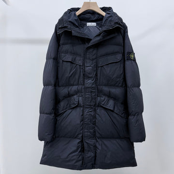 Stone Island Crinkle-Lapse Hooded Long Padded Jacket Black 160437591 [P]